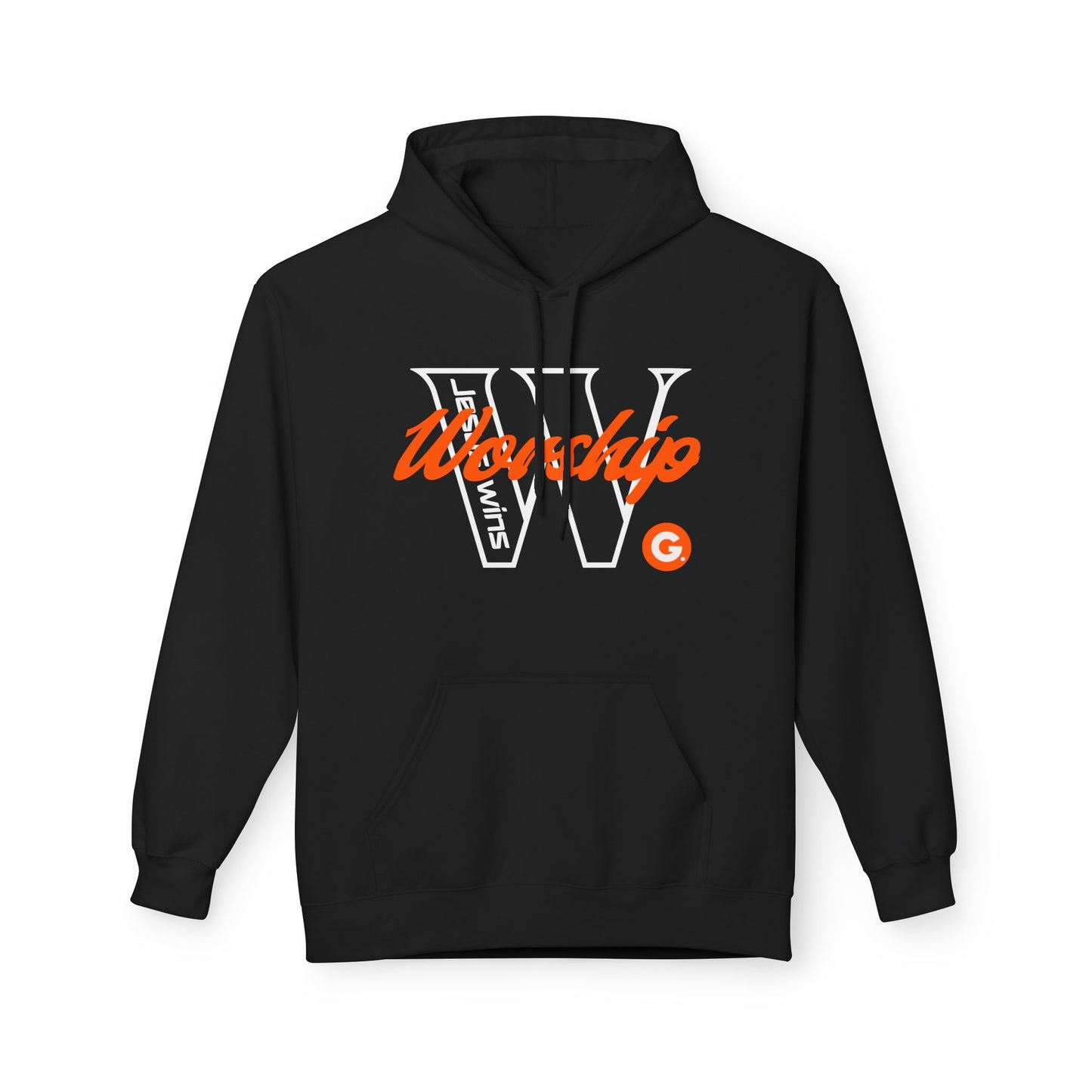 Worship V Graphic Hoodie - Orange Script Church Apparel