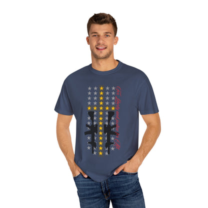 Cross & Guns Graphic Tee, Unisex Fashion Shirt, Casual Wear, Gift for Veterans, Independence Day Apparel, Statement T-shirt
