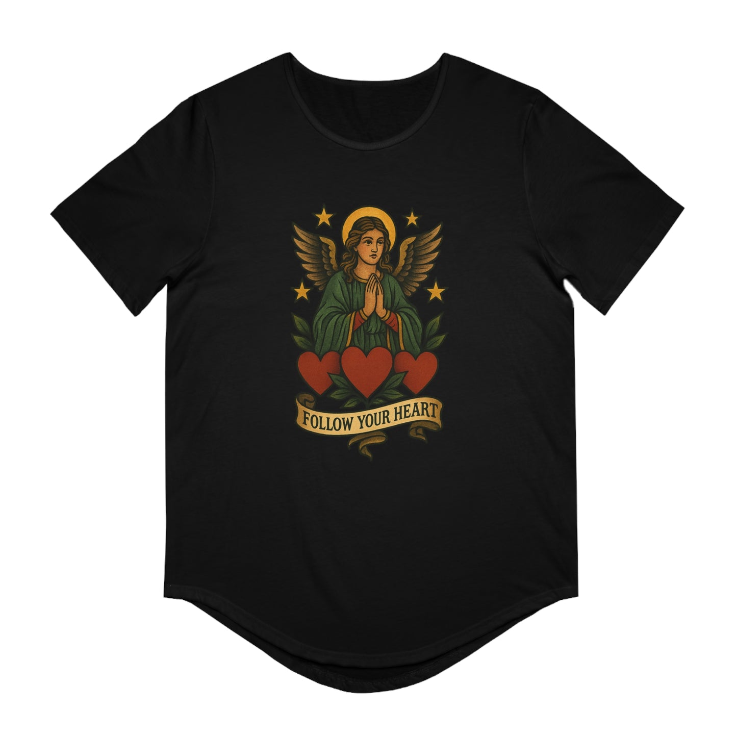 Men's Jersey Curved Hem Tee - Follow Your Heart Design