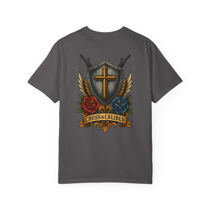 Unisex Tattoo Edition T-Shirt with Cross and Roses - Garment-Dyed for a Vintage Vibe