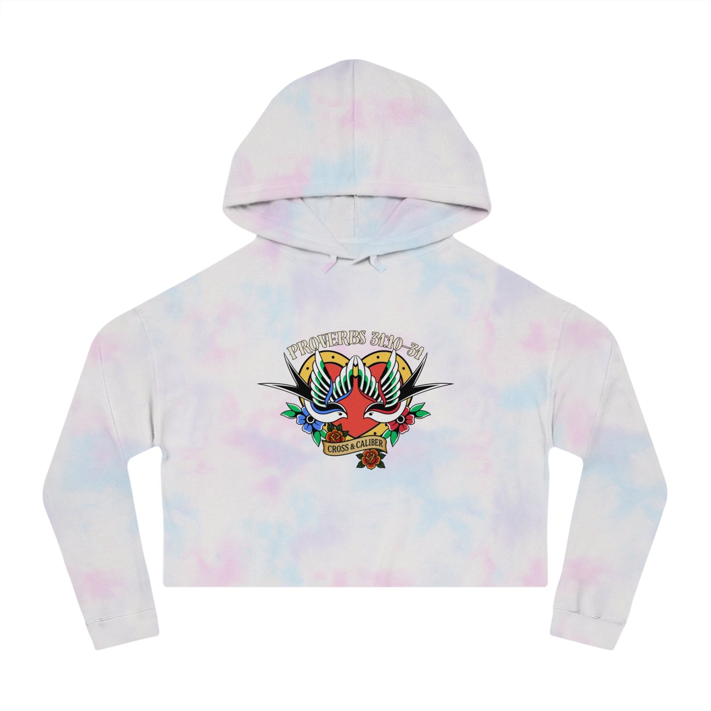Stylish Women’s Cropped Hooded Sweatshirt with Colorful Tattoo Design - Perfect for Casual Wear & Gifts