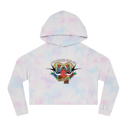 Stylish Women’s Cropped Hooded Sweatshirt with Colorful Tattoo Design - Perfect for Casual Wear & Gifts