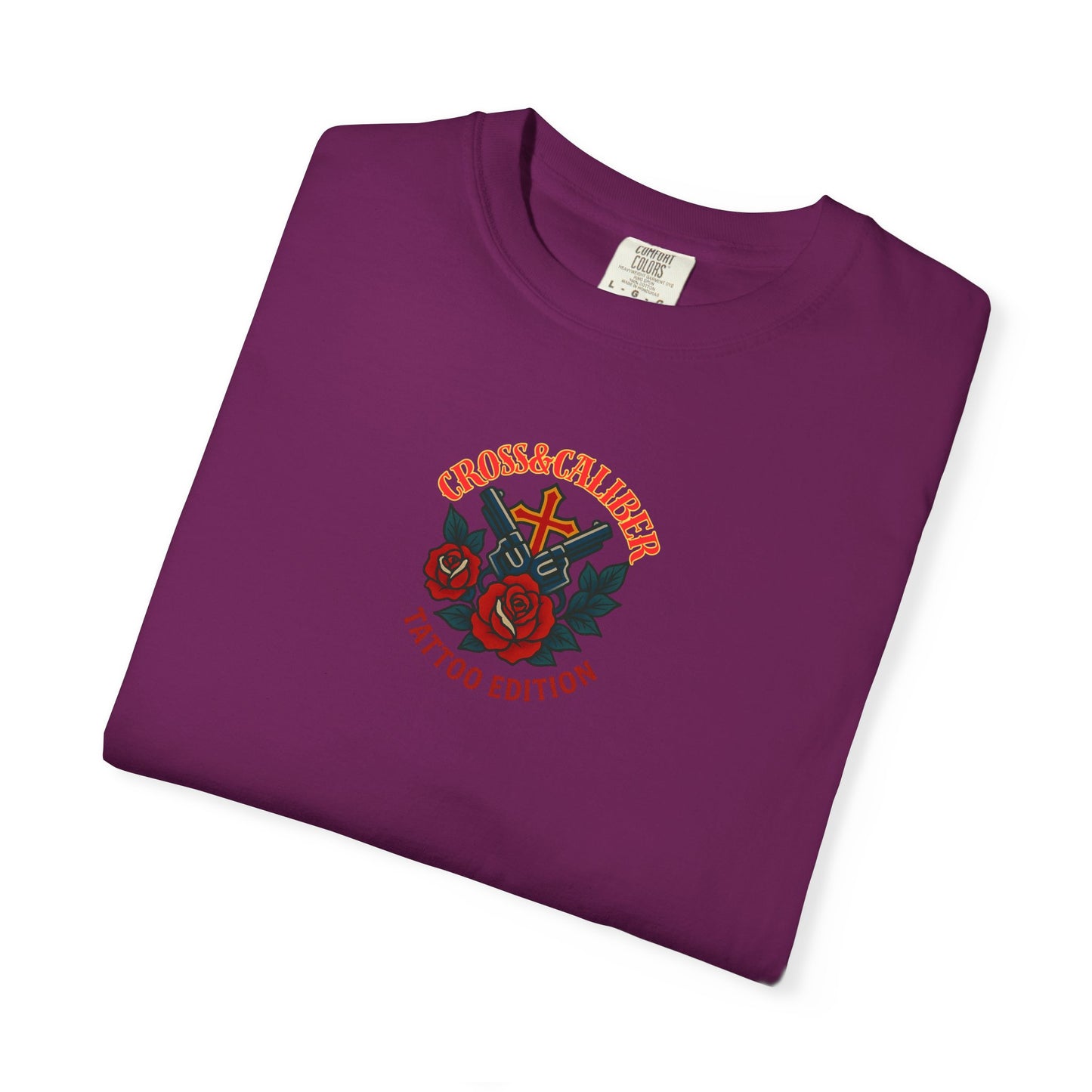 Unisex Garment-Dyed T-shirt with Skull & Roses Design - Perfect for Tattoo Lovers