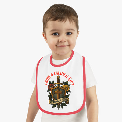 Strong & Kind Baby Bib – Contrast Trim Jersey Design for Toddlers