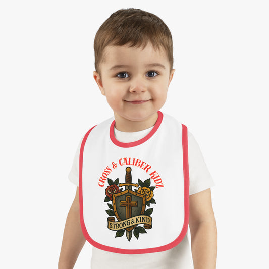 Strong & Kind Baby Bib – Contrast Trim Jersey Design for Toddlers