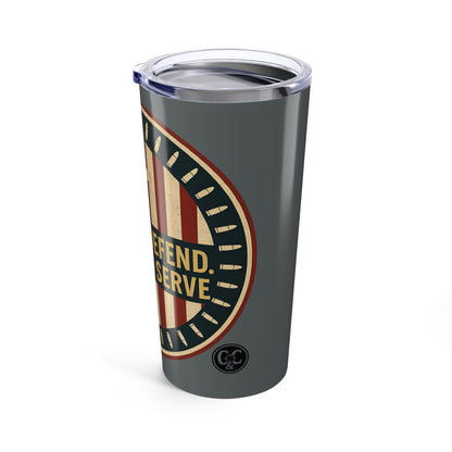 Patriotic 20oz Tumbler - Built to Defend, Called to Serve
