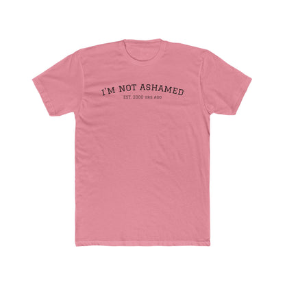 Unisex Cotton Crew Tee - "I'm Not Ashamed" with American Flag Design