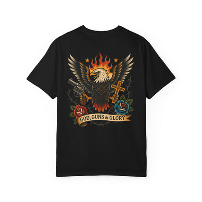 God, Guns & Glory Unisex Garment-Dyed T-Shirt – Vintage Patriotic Style