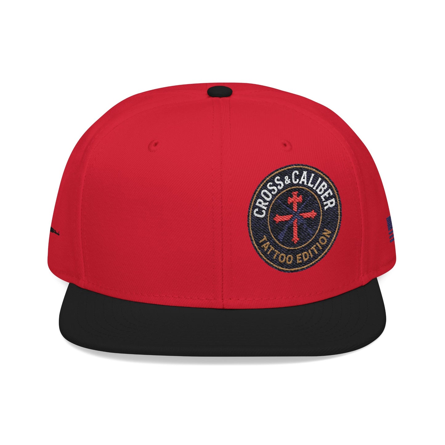 Embroidered Snapback Hat - Cross & Caliber Tattoo Edition