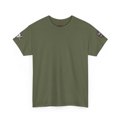 Bold Graphic Unisex Tee with Cross & Caliber Design, Casual Streetwear, Gift for Him or Her, Vintage Inspired T-Shirt,