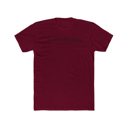 Unisex Cotton Crew Tee - "I'm Not Ashamed" with American Flag Design