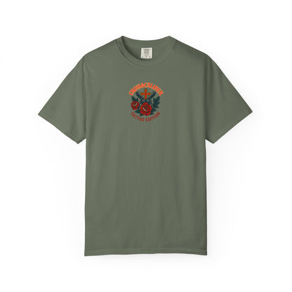 Unisex Tattoo Edition T-Shirt with Cross and Roses - Garment-Dyed for a Vintage Vibe