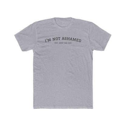 Unisex Cotton Crew Tee - "I'm Not Ashamed" with American Flag Design