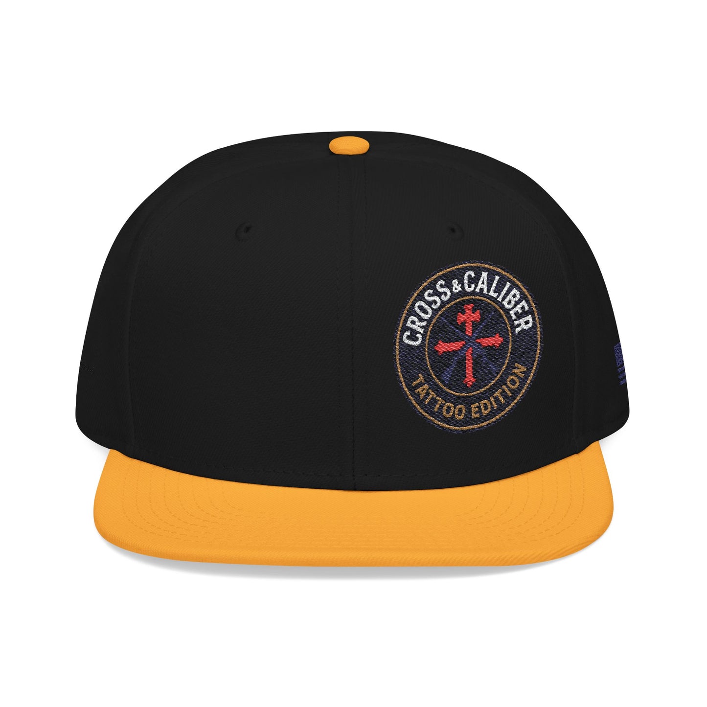 Embroidered Snapback Hat - Cross & Caliber Tattoo Edition