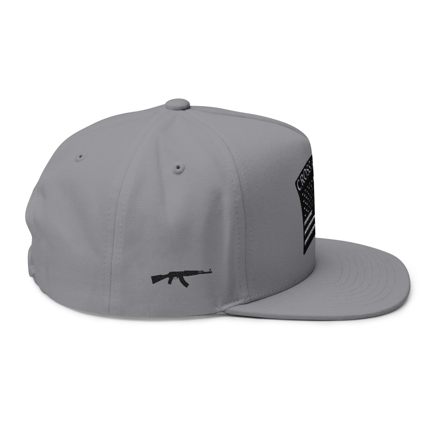 Embroidered Flat Bill Cap with American Flag Design