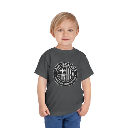 Boys' Faith & Flag Tee - Toddler Short Sleeve Shirt, Kids' Christian Apparel, Patriotic T-Shirt, Gift for Toddlers, Faith-Inspired Clothing