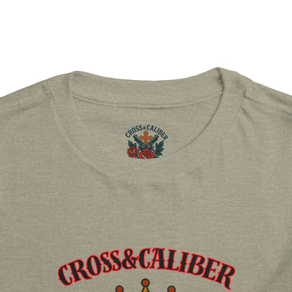 Cool Toddler T-Shirt: Cross & Caliber, Death Before Dishonor, Skull and Roses, Trendy Kids Tee, Unique Gift for Boys & Girls