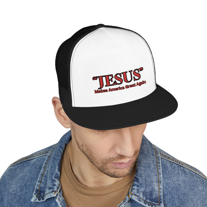 'JESUS' Makes America Great Again-Embroidered 5 Panel Trucker Cap