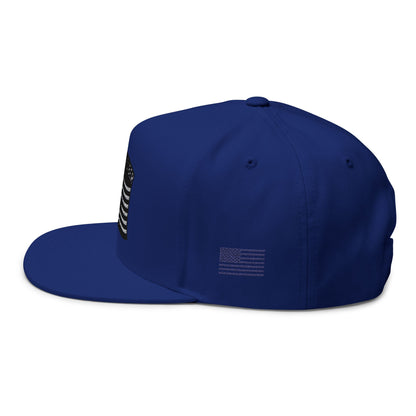 Embroidered Flat Bill Cap with American Flag Design