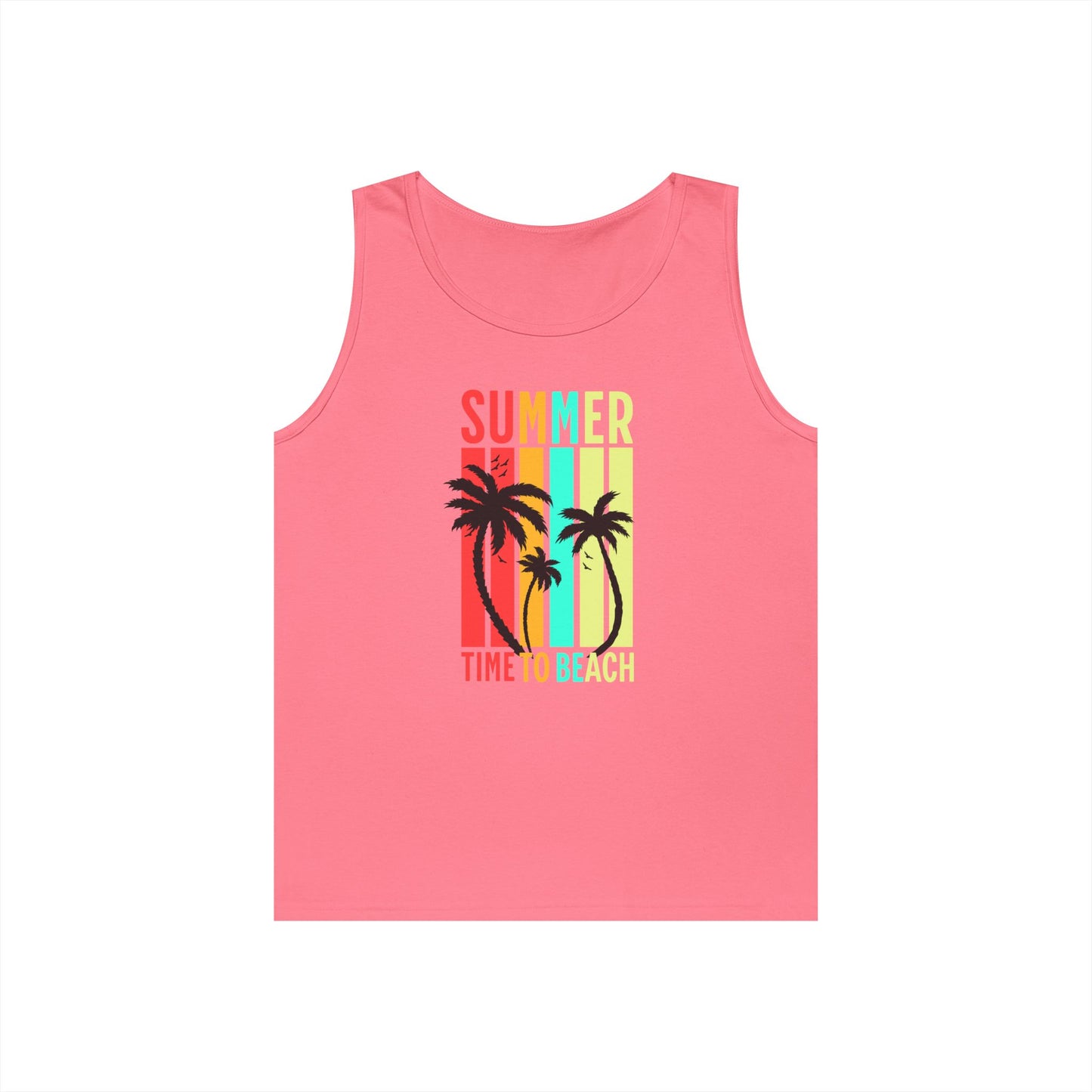 Beach Vibes Unisex Heavy Cotton Tank Top - Summer, Vacation, Pool Party, Tropical Getaway, Gift for Her