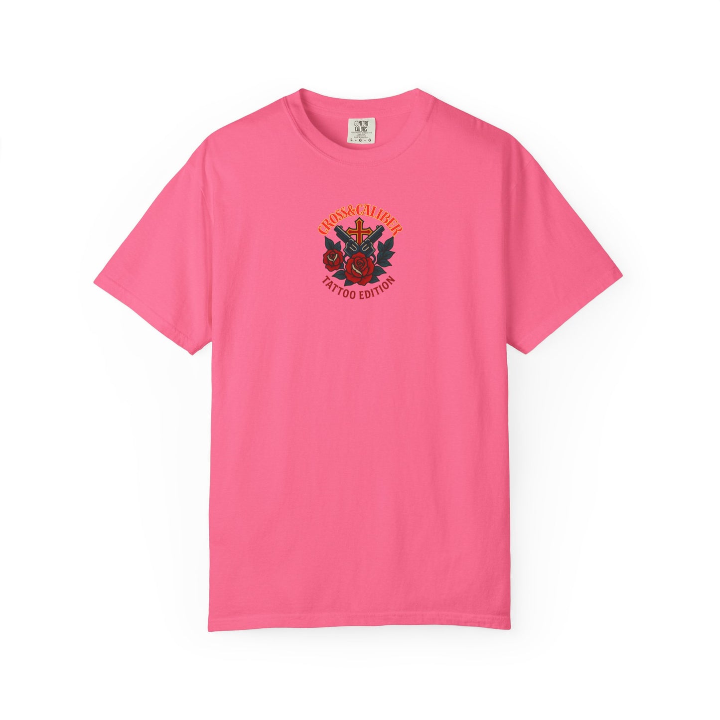 Unisex Tattoo Edition T-Shirt with Cross and Roses - Garment-Dyed for a Vintage Vibe