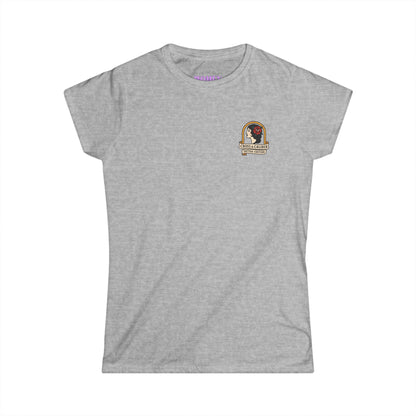 Vintage-Inspired Women&#39;s Softstyle Tee with Front Patch and Back Design
