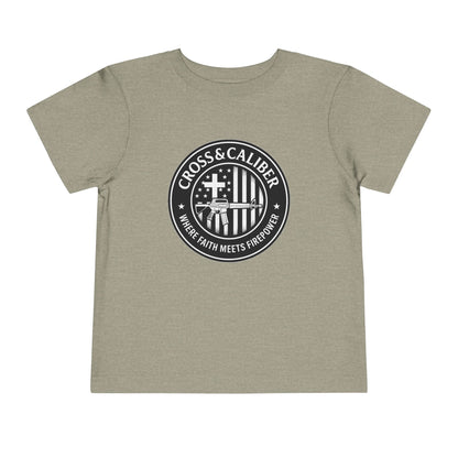 Boys' Faith & Flag Tee - Toddler Short Sleeve Shirt, Kids' Christian Apparel, Patriotic T-Shirt, Gift for Toddlers, Faith-Inspired Clothing
