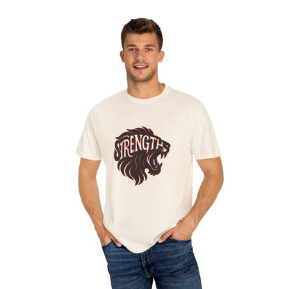 Bold Strength Unisex Garment-Dyed T-shirt, Motivational Shirt, Gift for Him or Her, Fitness Apparel, Minimalist Lion Design