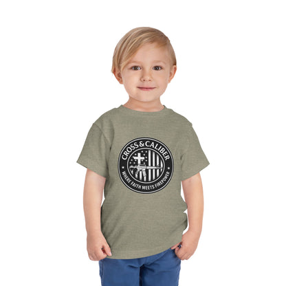 Boys' Faith & Flag Tee - Toddler Short Sleeve Shirt, Kids' Christian Apparel, Patriotic T-Shirt, Gift for Toddlers, Faith-Inspired Clothing