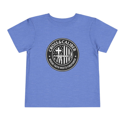 Boys' Faith & Flag Tee - Toddler Short Sleeve Shirt, Kids' Christian Apparel, Patriotic T-Shirt, Gift for Toddlers, Faith-Inspired Clothing
