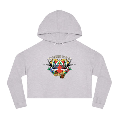 Stylish Women’s Cropped Hooded Sweatshirt with Colorful Tattoo Design - Perfect for Casual Wear & Gifts