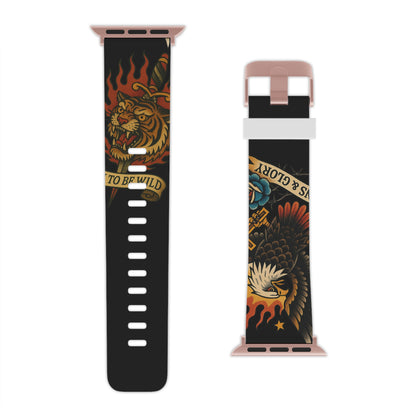 Bold Tattoo-Themed Apple Watch Band - 'Born to Be Wild' Design