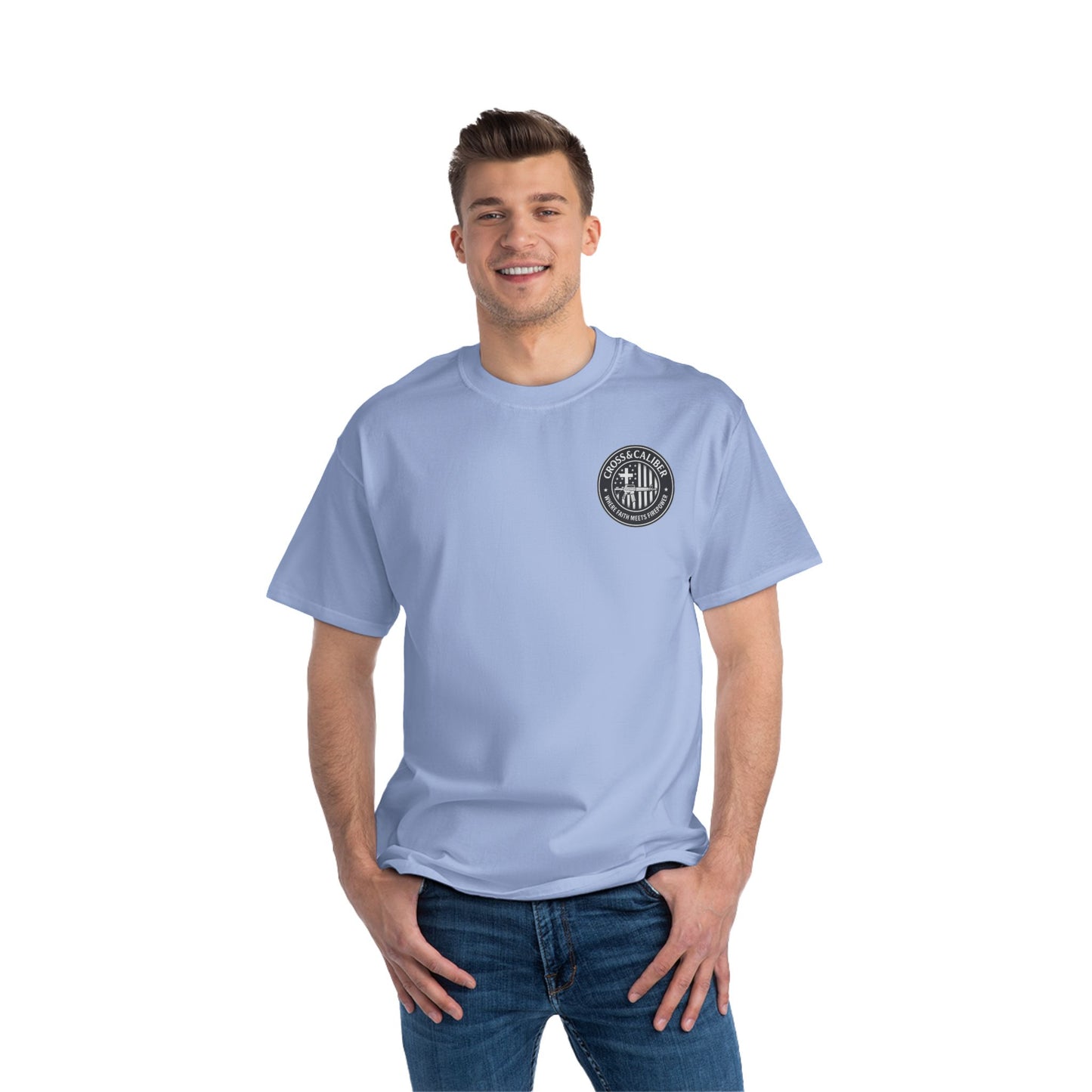 Cross & Caliber Shield Graphic T-Shirt for Casual Style