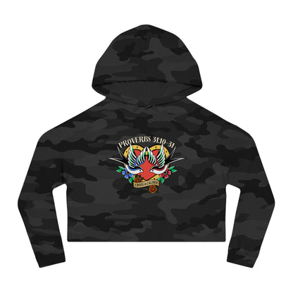 Stylish Women’s Cropped Hooded Sweatshirt with Colorful Tattoo Design - Perfect for Casual Wear & Gifts