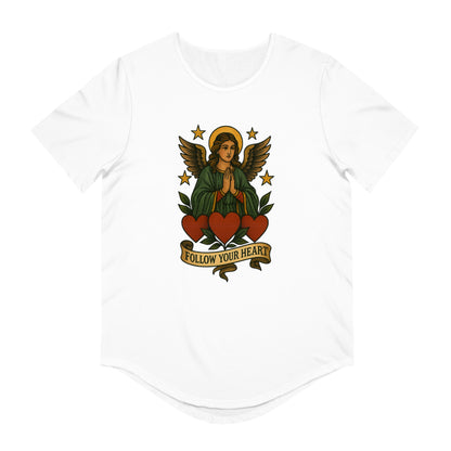 Men's Jersey Curved Hem Tee - Follow Your Heart Design