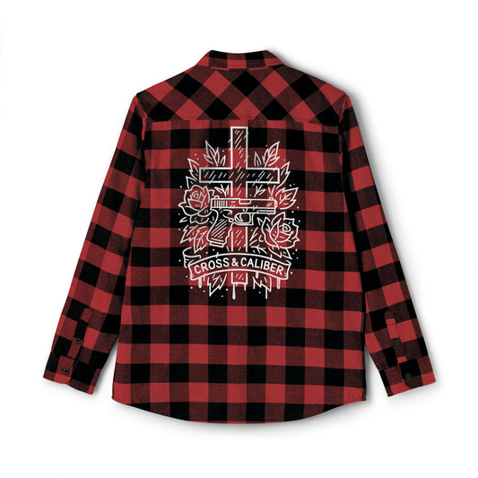Unisex Flannel Shirt - Cross & Caliber Graphic, Cozy Casual Wear for Any Occasion