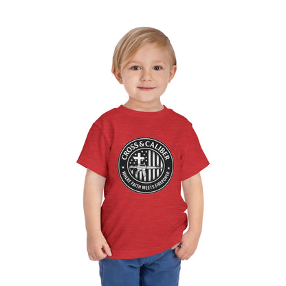 Boys' Faith & Flag Tee - Toddler Short Sleeve Shirt, Kids' Christian Apparel, Patriotic T-Shirt, Gift for Toddlers, Faith-Inspired Clothing