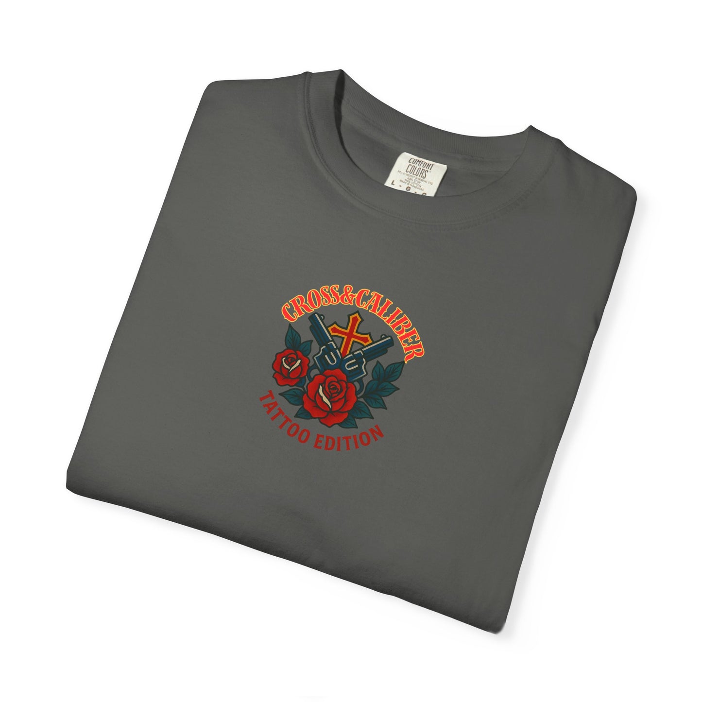 Unisex Garment-Dyed T-shirt with Skull & Roses Design - Perfect for Tattoo Lovers