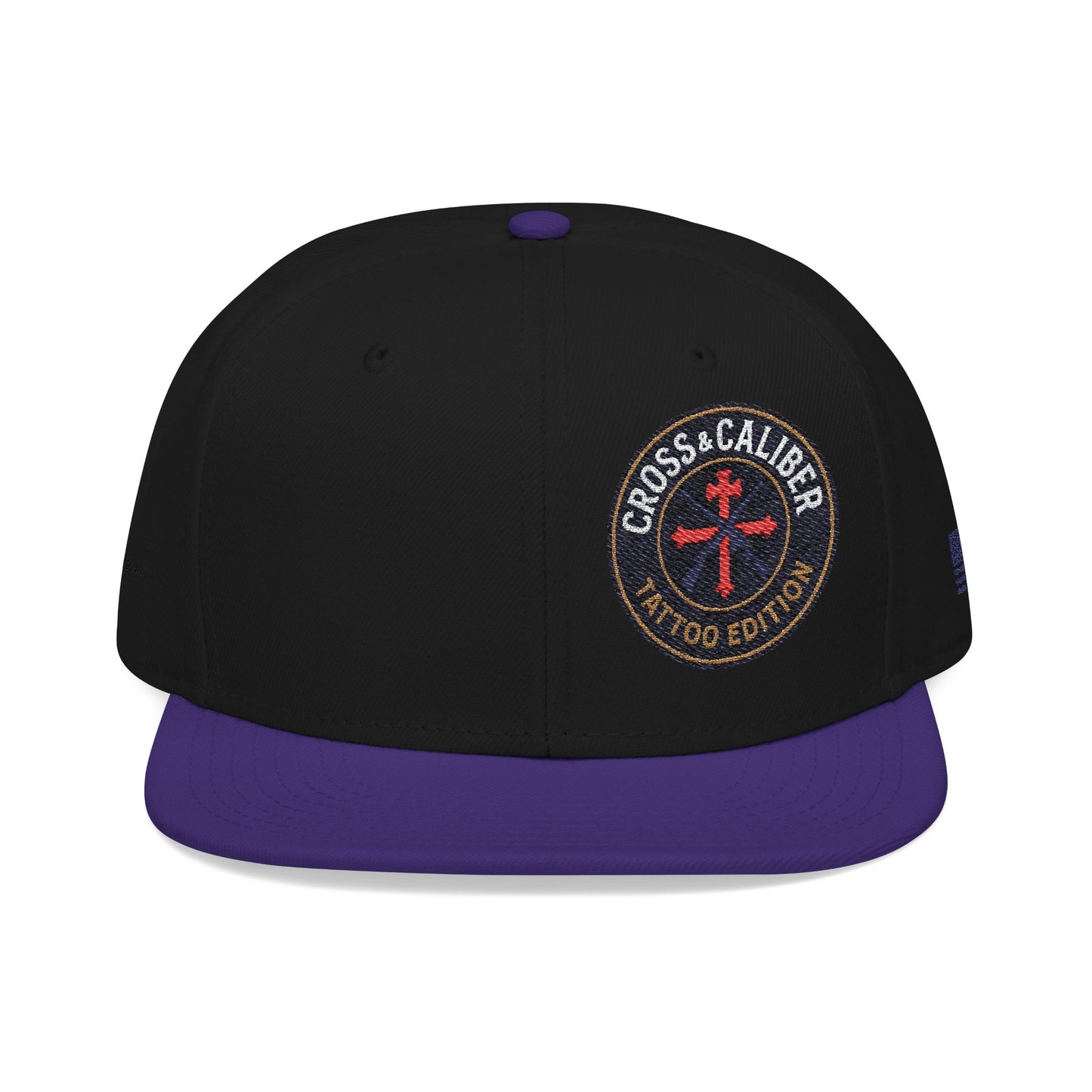 Embroidered Snapback Hat - Cross & Caliber Tattoo Edition