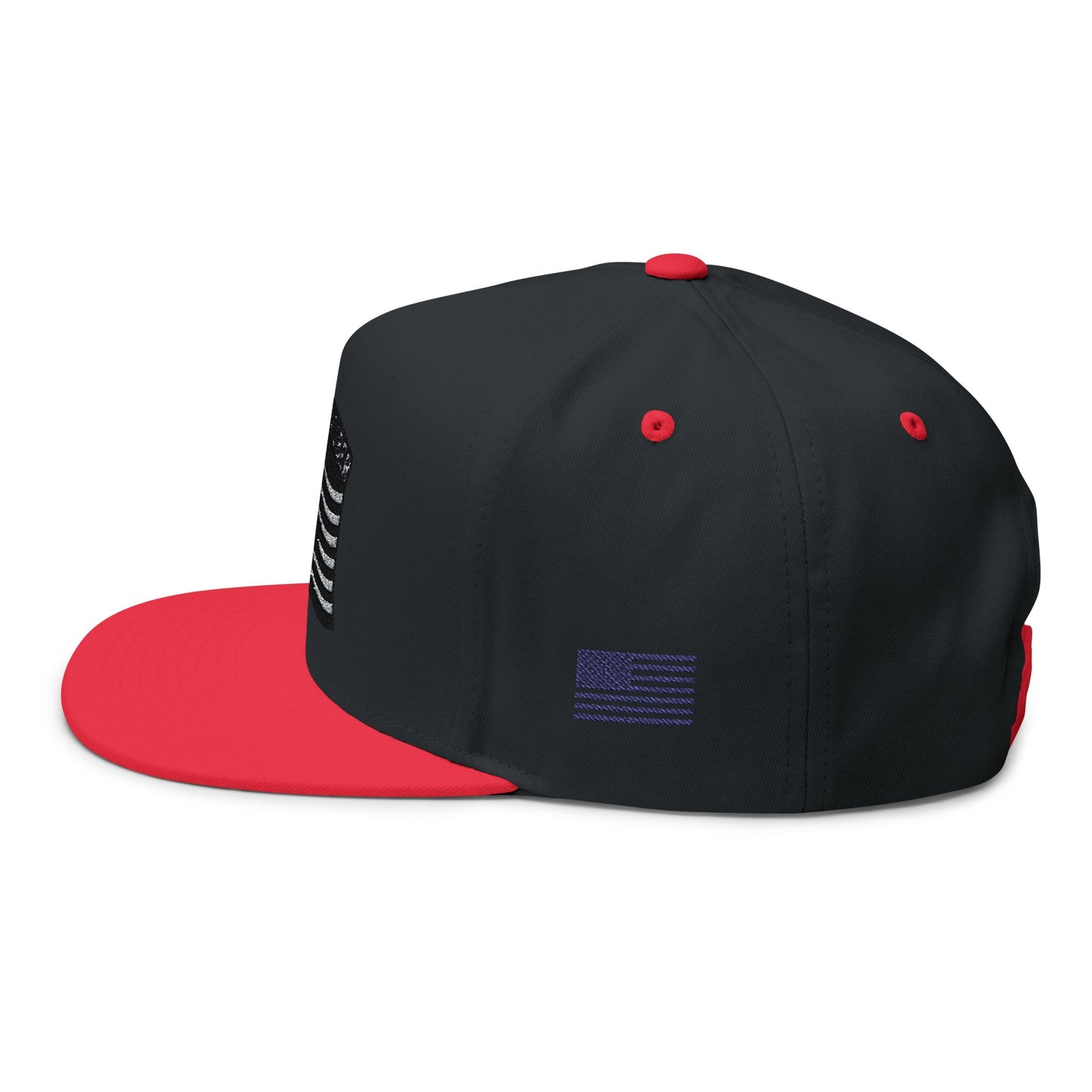 Embroidered Flat Bill Cap with American Flag Design