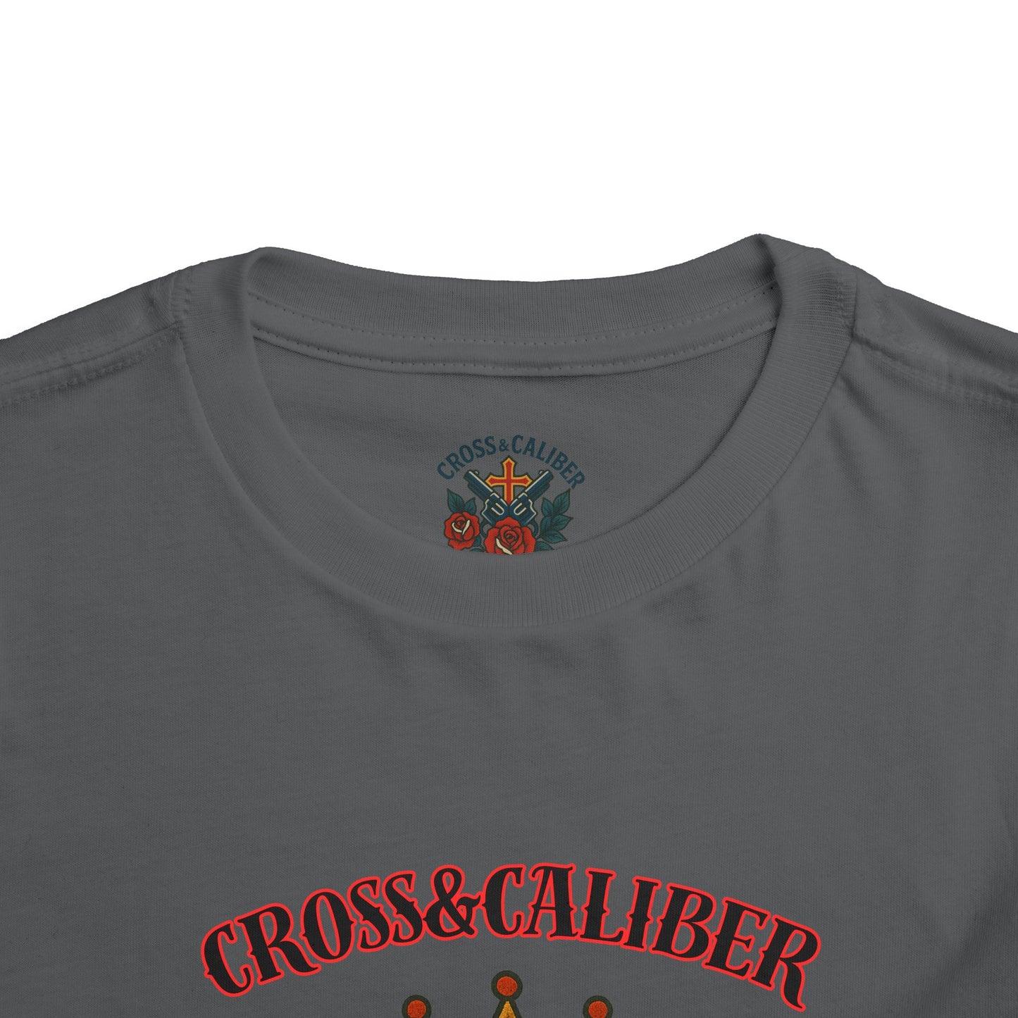 Cool Toddler T-Shirt: Cross & Caliber, Death Before Dishonor, Skull and Roses, Trendy Kids Tee, Unique Gift for Boys & Girls