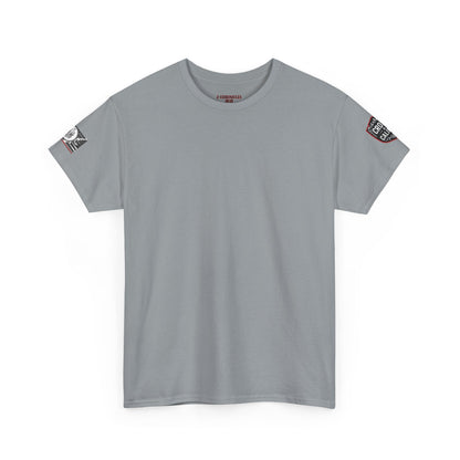 Bold Graphic Unisex Tee with Cross & Caliber Design, Casual Streetwear, Gift for Him or Her, Vintage Inspired T-Shirt,