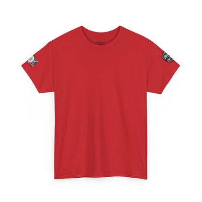 Bold Graphic Unisex Tee with Cross & Caliber Design, Casual Streetwear, Gift for Him or Her, Vintage Inspired T-Shirt,