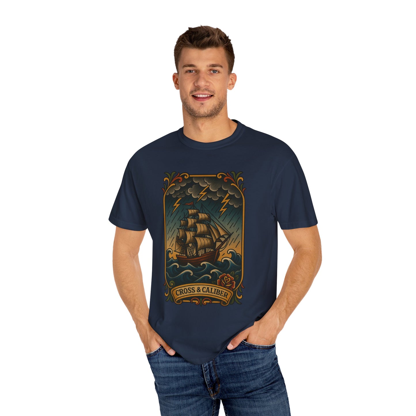 Nautical Tattoo T-Shirt - Cross & Caliber Design