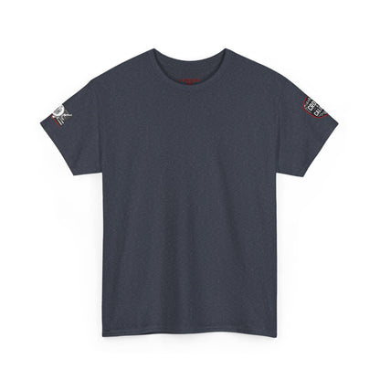 Bold Graphic Unisex Tee with Cross & Caliber Design, Casual Streetwear, Gift for Him or Her, Vintage Inspired T-Shirt,