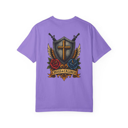 Unisex Tattoo Edition T-Shirt with Cross and Roses - Garment-Dyed for a Vintage Vibe