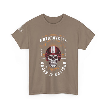 Motorcycle Skull Tee, Unisex Heavy Cotton Tee, Biker Apparel, Halloween Costume, Gift for Riders, Motorcycle Enthusiasts, Casual Wear
