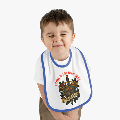 Strong & Kind Baby Bib – Contrast Trim Jersey Design for Toddlers