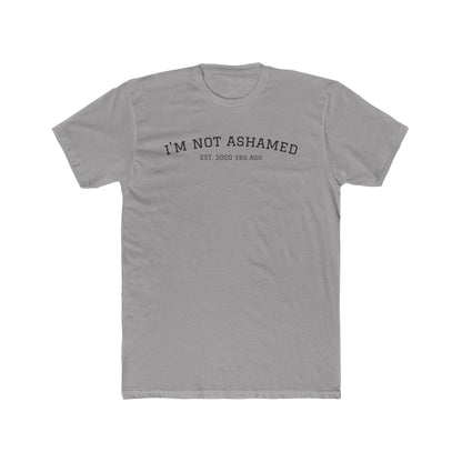 Unisex Cotton Crew Tee - "I'm Not Ashamed" with American Flag Design