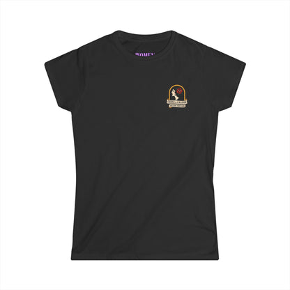 Vintage-Inspired Women&#39;s Softstyle Tee with Front Patch and Back Design